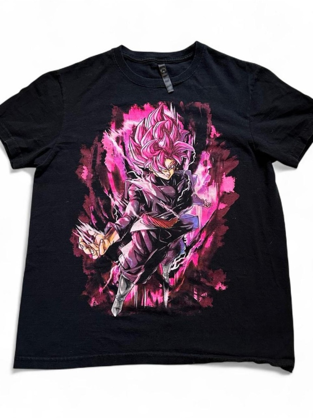 Black Dragonball ZGraphic Tee with Pink Anime Goku Black Print L